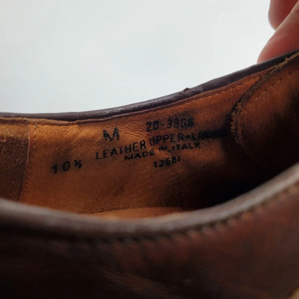 Johnston & Murphy Brown Leather Saddle Oxford Shoes Mens 10.5 Made in Italy M